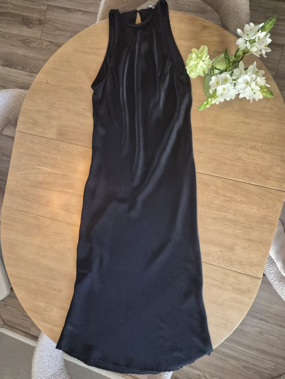 Zara Black Sleeveless Satin Midi/Maxi Dress